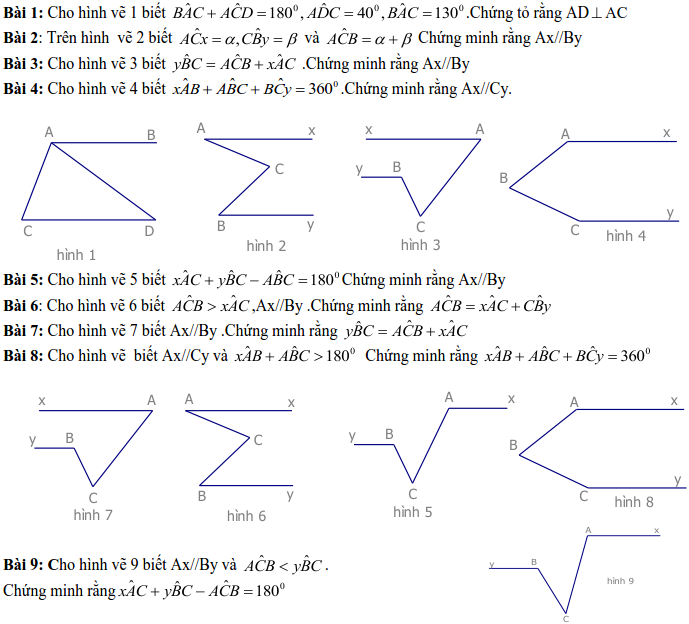Bài tập từ vuông góc đến song song - Hình học 7-1
