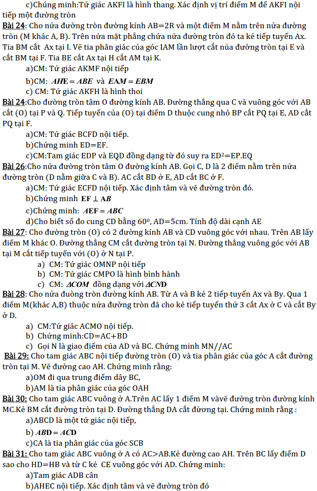 Chủ đề 2: Đường tròn - Phần Hình học-9