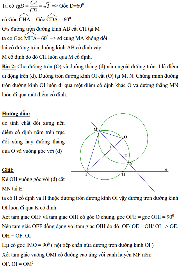 Ôn tập: Chứng minh đường thẳng đi qua điểm cố định-2