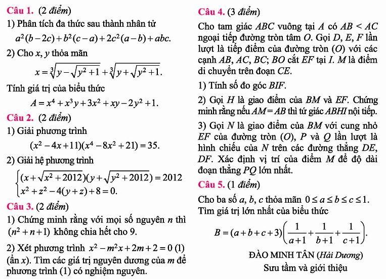 Đề thi tuyển sinh vào 10 môn Toán THPT chuyên Nguyễn Trãi Hải Dương 2012-2013-1