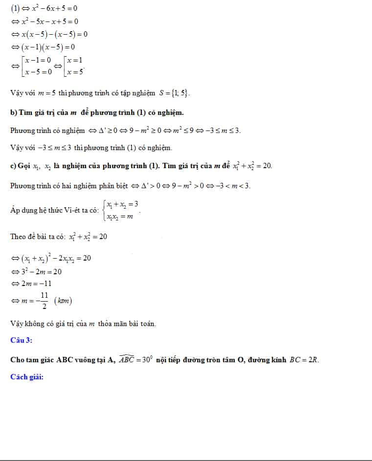 Đề thi vào 10 môn Toán tỉnh Ninh Thuận 2018