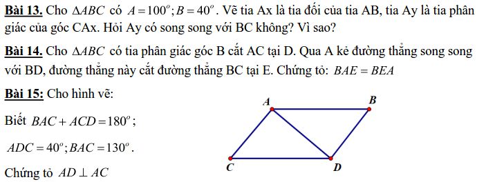 Đề cương ôn tập Hình học 7 chương 1 THCS Giảng Võ 2018-2019-2