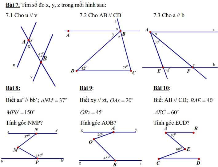 Đề cương ôn tập Hình học 7 chương 1 THCS Giảng Võ 2018-2019