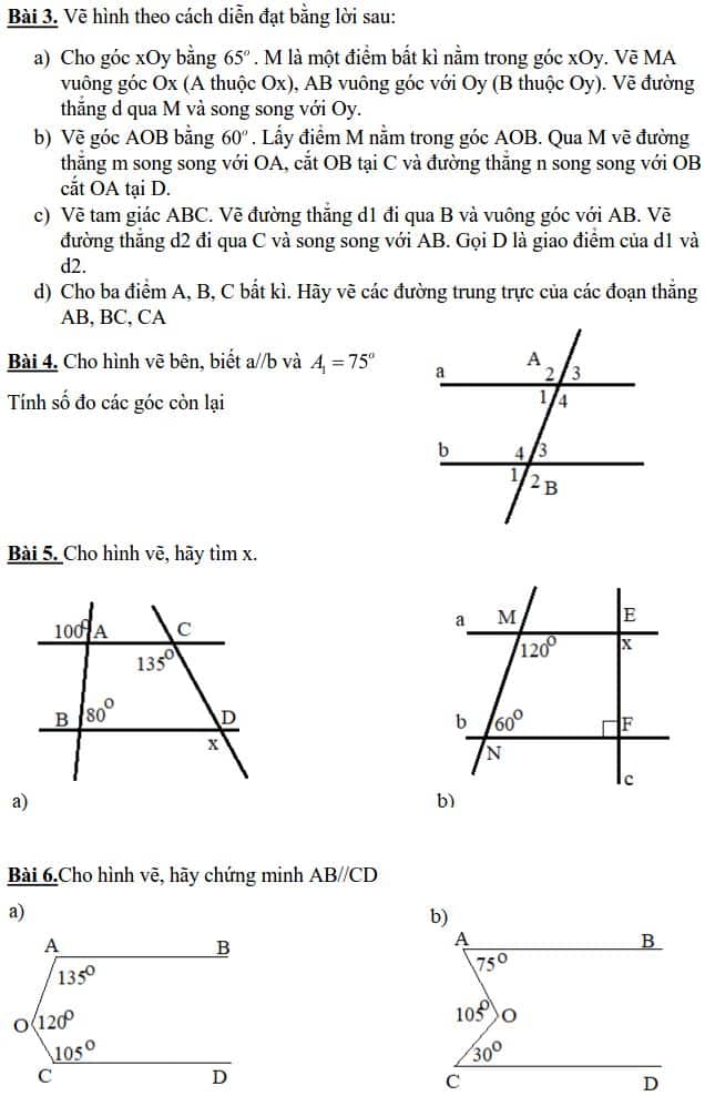 Đề cương ôn tập Hình học chương 1 - Toán 7 THCS Nguyễn Tri Phương 2018 – 2019-1