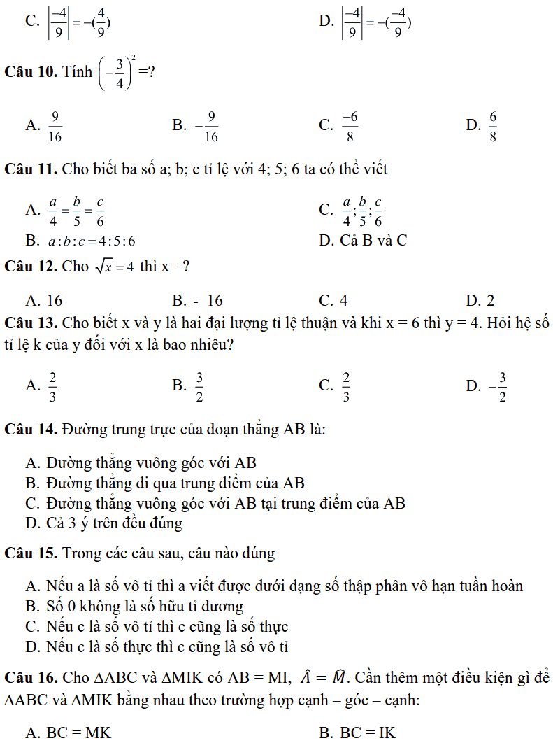 Đề cương ôn tập học kì 1 môn Toán 7 THCS Nguyễn Phong Sắc 2018-2019-1