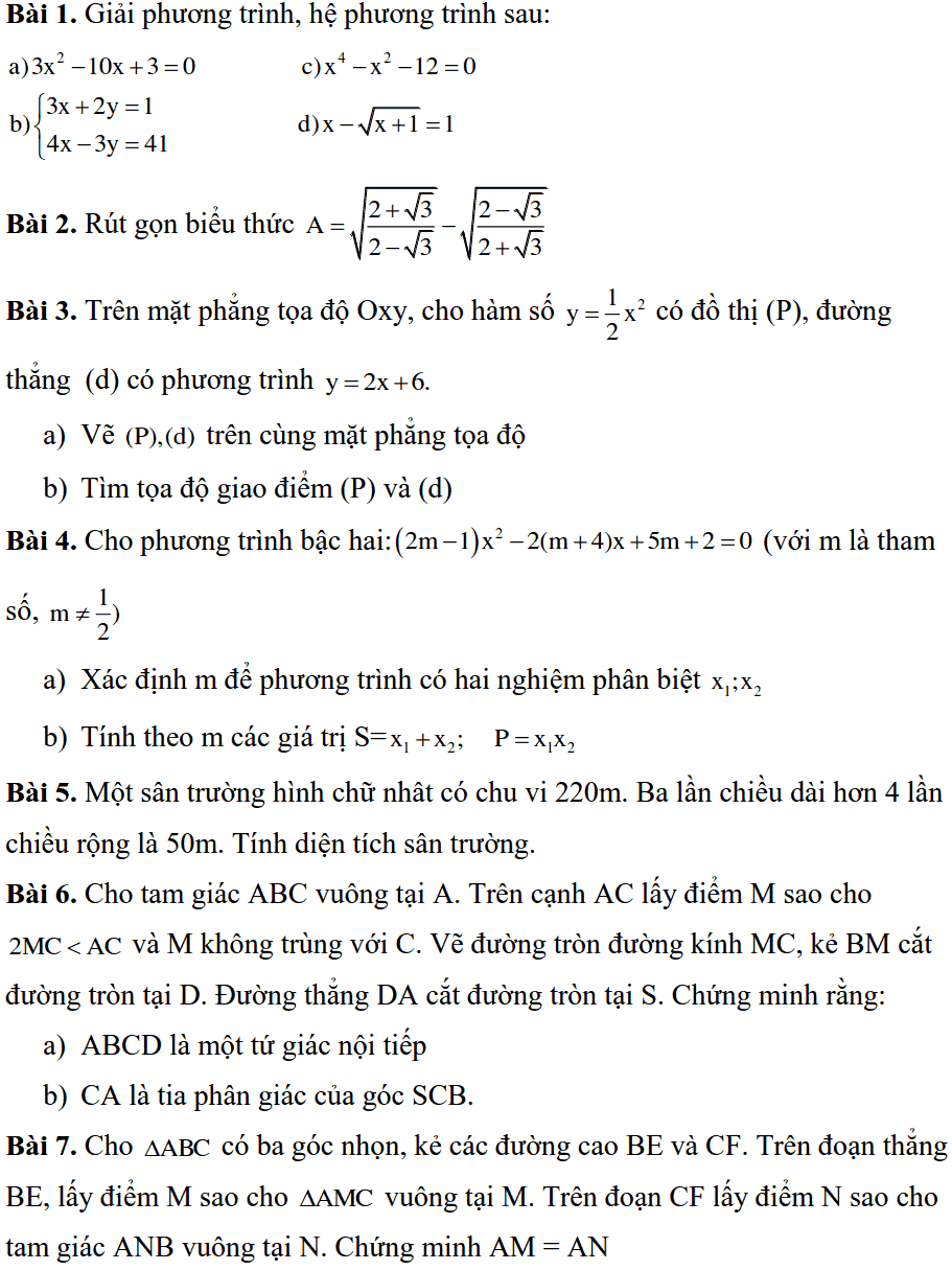 Đề thi Toán vào lớp 10 Cà Mau năm học 2018-2019 có đáp án