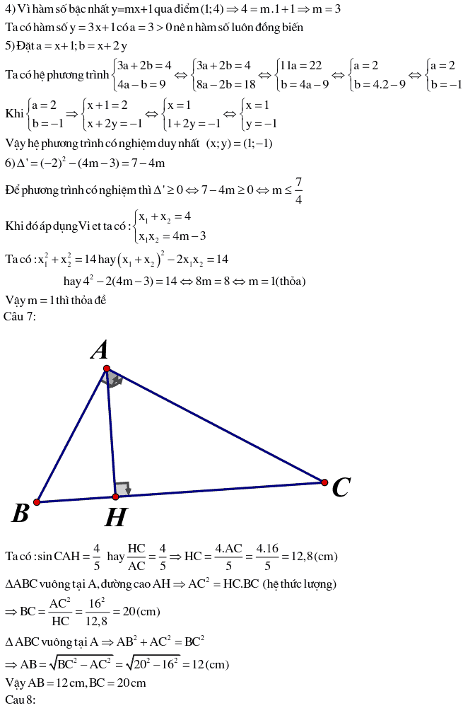 Đề thi Toán vào lớp 10 Thái Nguyên năm học 2018-2019 có đáp án-2