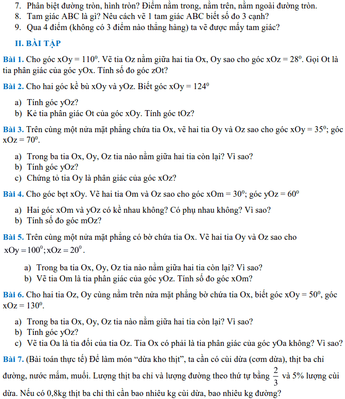 Đề cương ôn tập HK2 môn Toán 6 THCS Ái Mộ 2017-2018-2