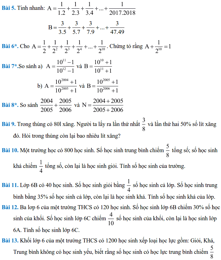 Đề cương ôn tập HK2 môn Toán 6 THCS Nguyễn Bỉnh Khiêm 2017-2018-2