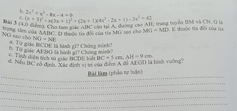 Đề kiểm tra học kì 1 môn Toán 8 huyện Hoài Đức 2018-2019-1