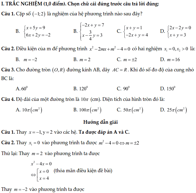 Đề kiểm tra học kì 2 môn Toán 9 quận Hoàng Mai 2017-2018 có đáp án-2