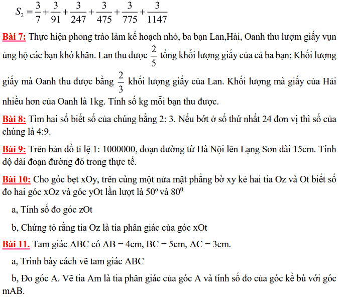 Hướng dẫn ôn tập HK2 môn Toán 6 THCS Thành Công 2017-2018-2