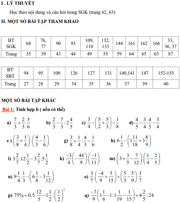 Hướng dẫn ôn tập HK2 môn Toán 6 THCS Thành Công 2017-2018