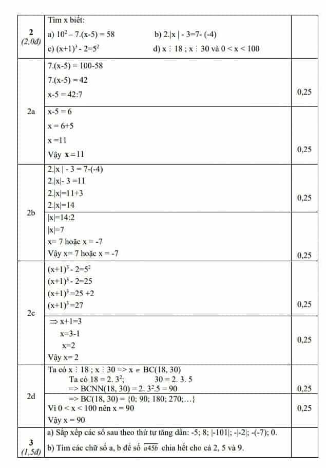 Đề kiểm tra học kì 1 môn Toán 6 huyện Thái Thụy 2018-2019 có đáp án-2