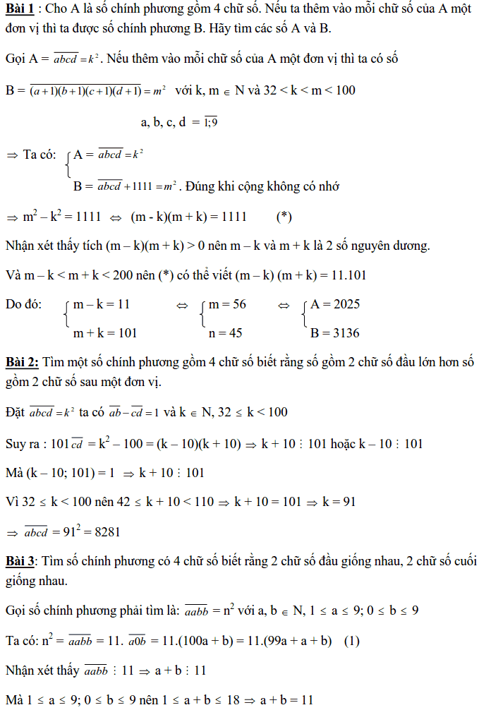 Chuyên đề Số chính phương và các dạng bài tập-10