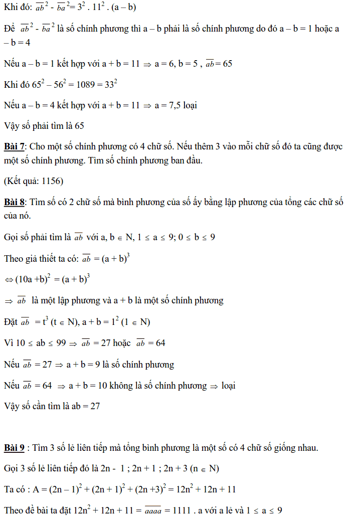 Chuyên đề Số chính phương và các dạng bài tập-12