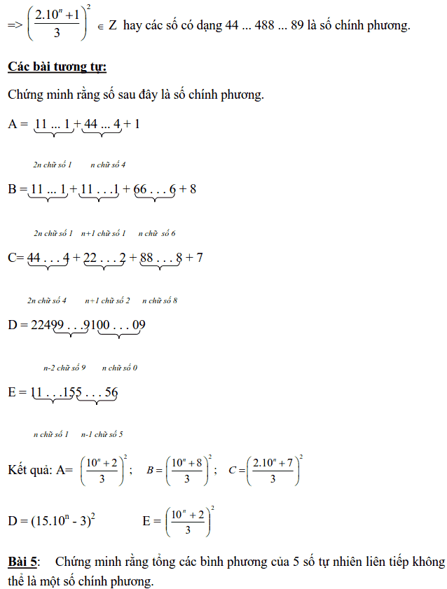 Chuyên đề Số chính phương và các dạng bài tập-2