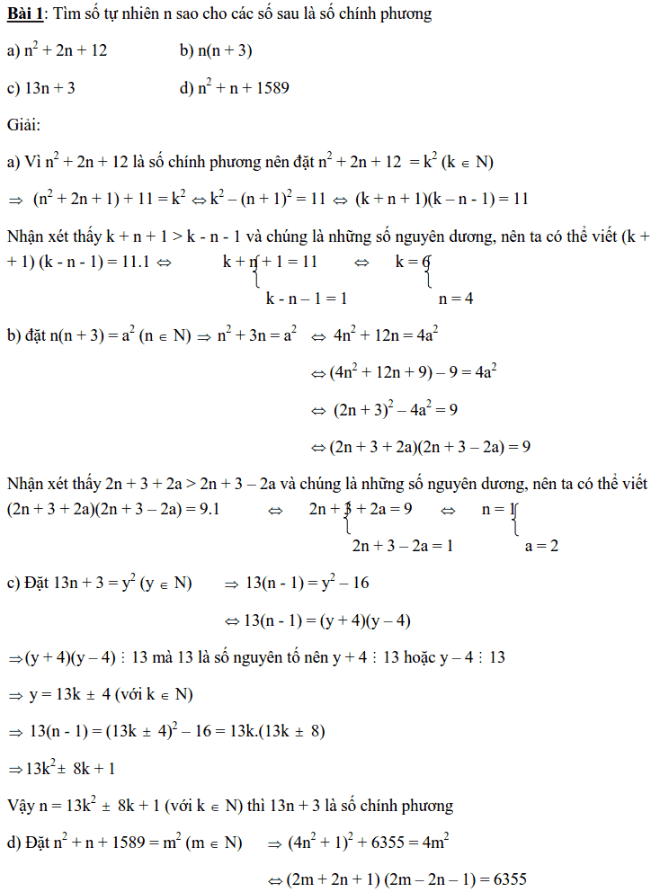 Chuyên đề Số chính phương và các dạng bài tập-6