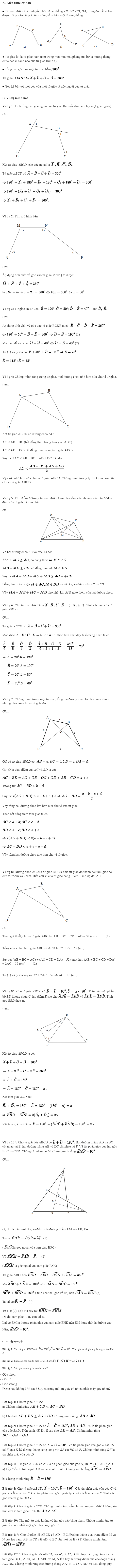 Chuyên đề Tứ giác - Hình học 8