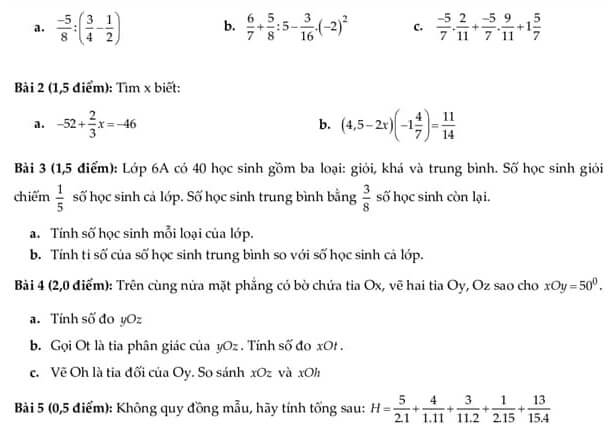 Đề kiểm tra giữa HK2 môn Toán 6 THCS Yên Nghĩa 2017-2018-1