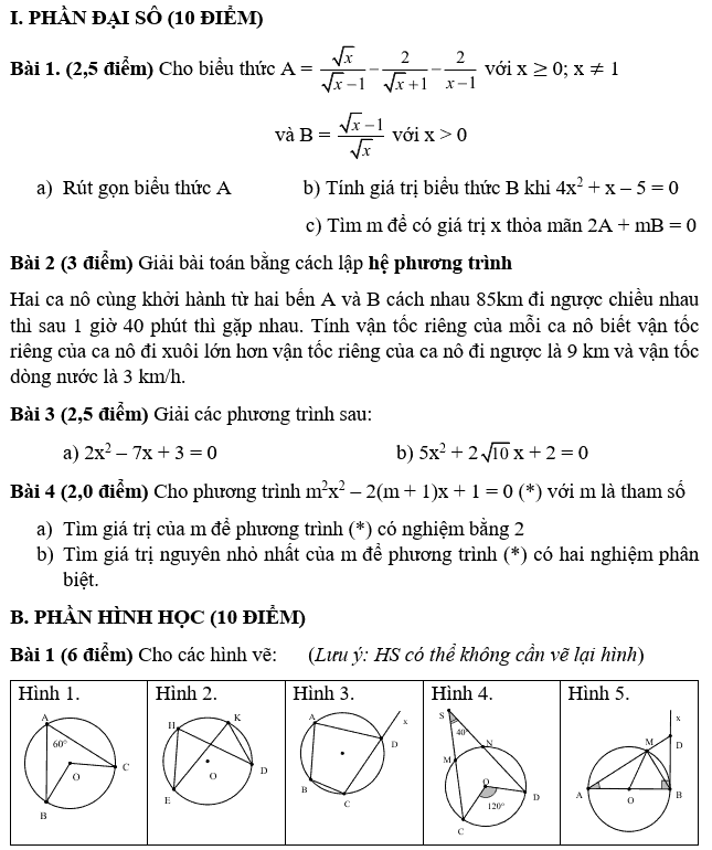 Đề kiểm tra giữa HK2 môn Toán 9 THCS Thành Công 2018-2019