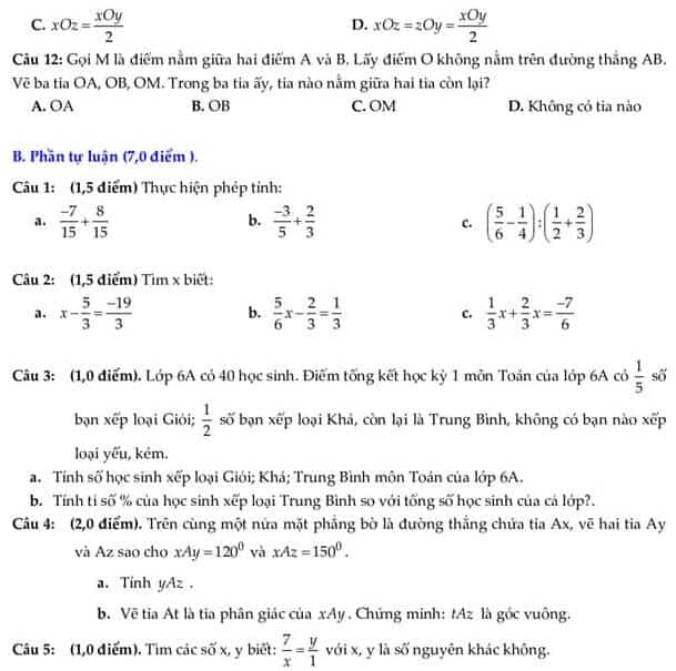 Đề kiểm tra HK2 môn Toán 6 huyện Mỹ Đức 2017-2018-1