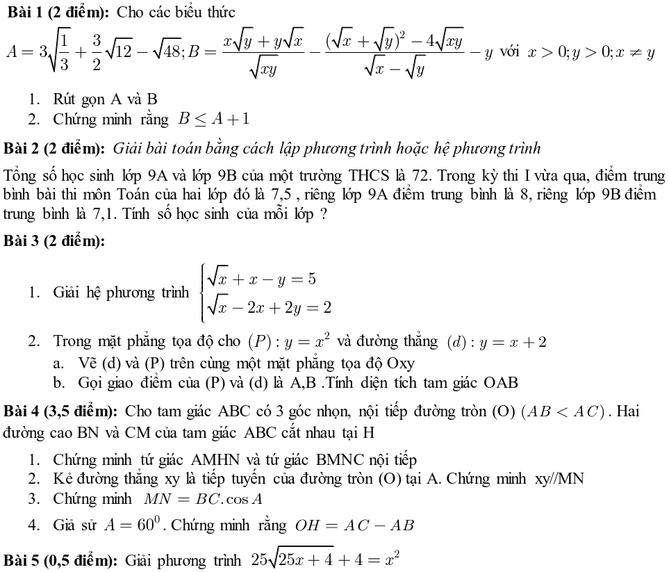 Đề thi khảo sát lớp 9 môn Toán THCS Mạc Đĩnh Chi 2018-2019