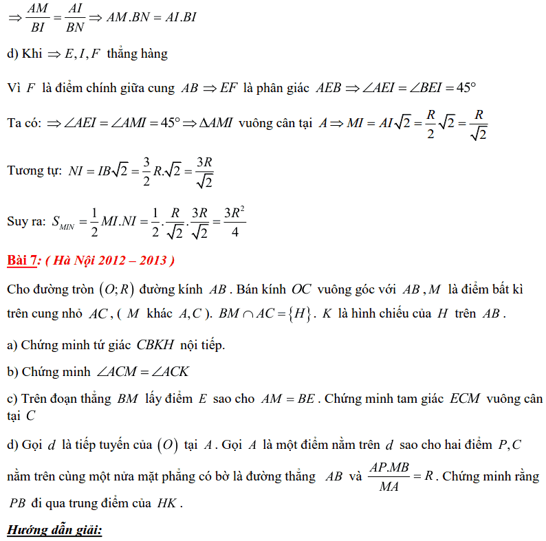 Tuyển tập các bài Hình học trong đề thi vào lớp 10 Hà Nội từ 2006 tới nay-11