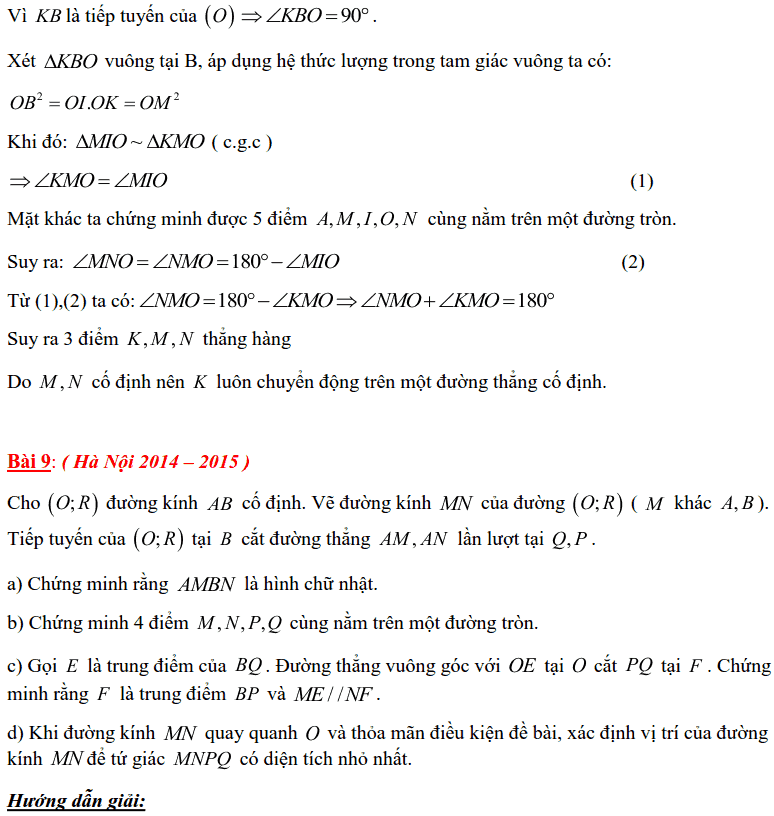 Tuyển tập các bài Hình học trong đề thi vào lớp 10 Hà Nội từ 2006 tới nay-15
