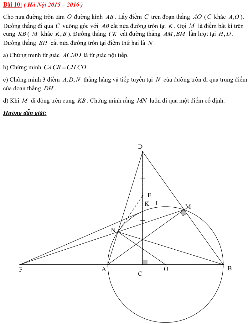 Tuyển tập các bài Hình học trong đề thi vào lớp 10 Hà Nội từ 2006 tới nay-18