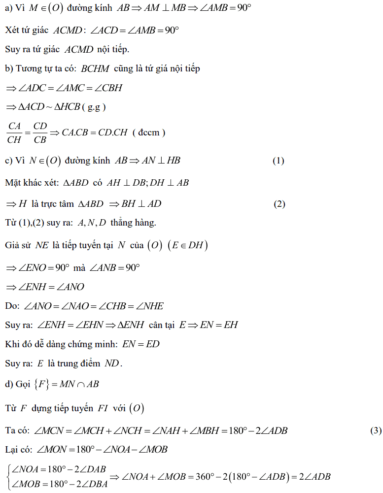 Tuyển tập các bài Hình học trong đề thi vào lớp 10 Hà Nội từ 2006 tới nay-19
