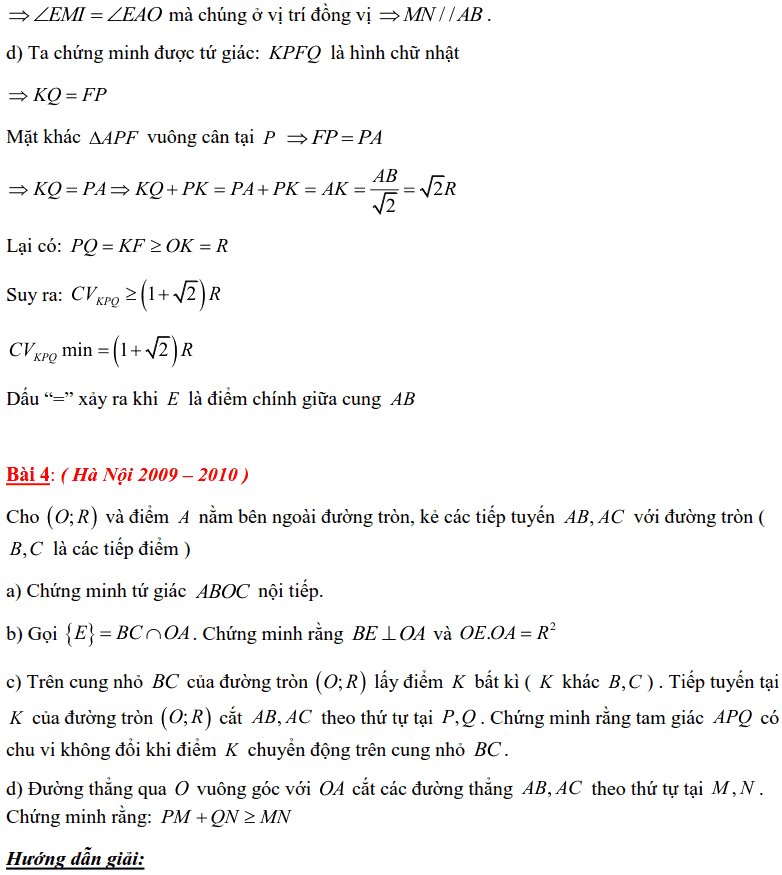 Tuyển tập các bài Hình học trong đề thi vào lớp 10 Hà Nội từ 2006 tới nay-5