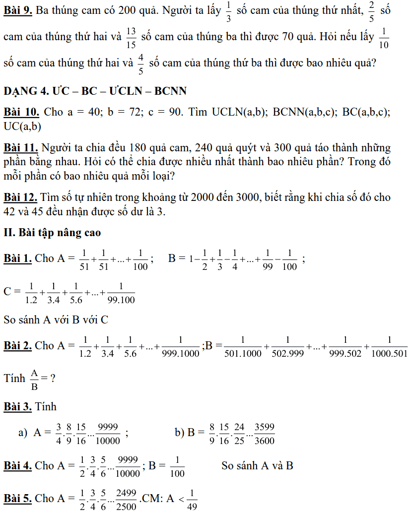 Đề cương ôn tập HK2 môn Toán 6 THCS Ngôi Sao Hà Nội 2018-2019-2