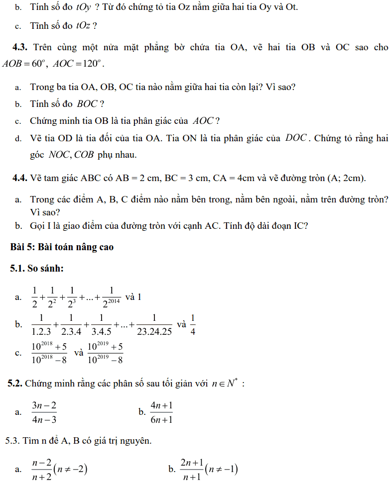 Đề cương ôn tập HK2 môn Toán 6 THCS – THPT Alfred Nobel 2018-2019-2