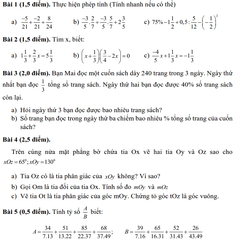 Đề thi HK2 môn Toán 6 huyện Thanh Trì năm 2018-2019 có lời giải-1
