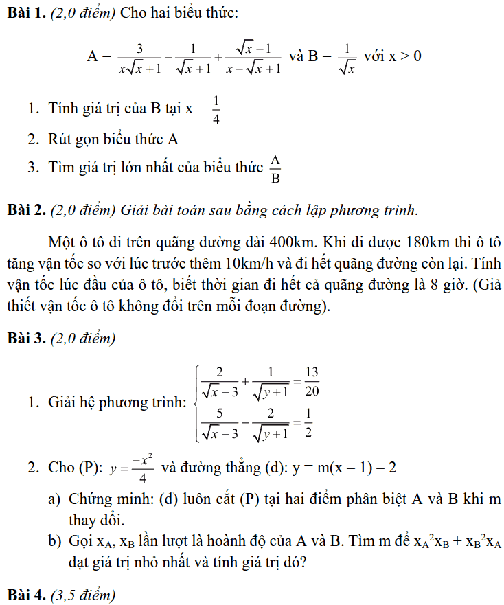 Đề thi HK2 môn Toán 9 huyện Thanh Trì năm 2018-2019 có lời giải