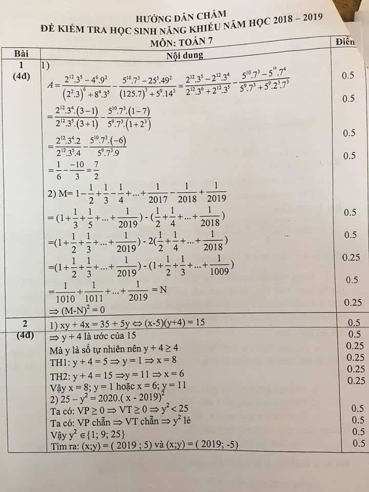 Đề thi HSG môn Toán 7 huyện Thanh Trì năm 2018-2019 có đáp án-1