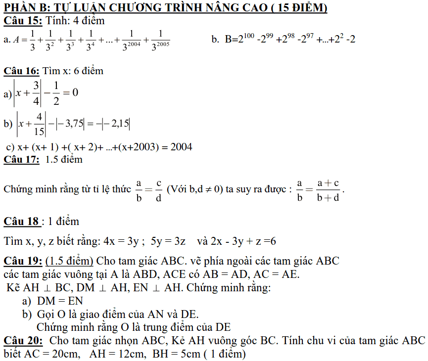 Đề thi HSG môn Toán 7 tỉnh Hà Tĩnh 2017-2018-2