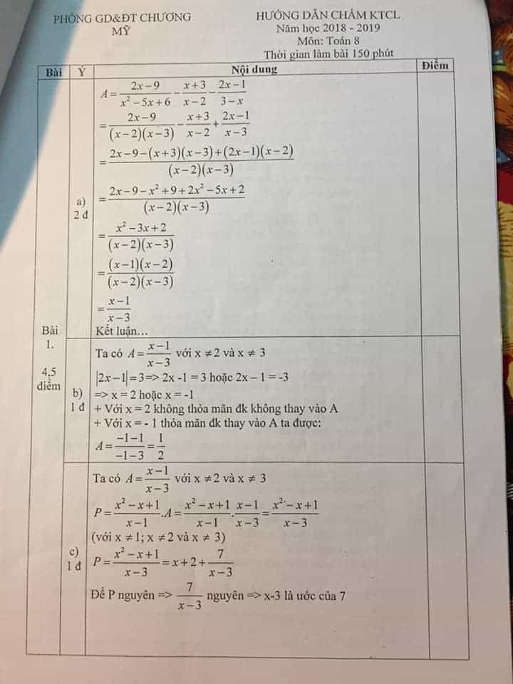 Đề thi HSG môn Toán 8 huyện Chương Mỹ năm 2018-2019 có đáp án-1