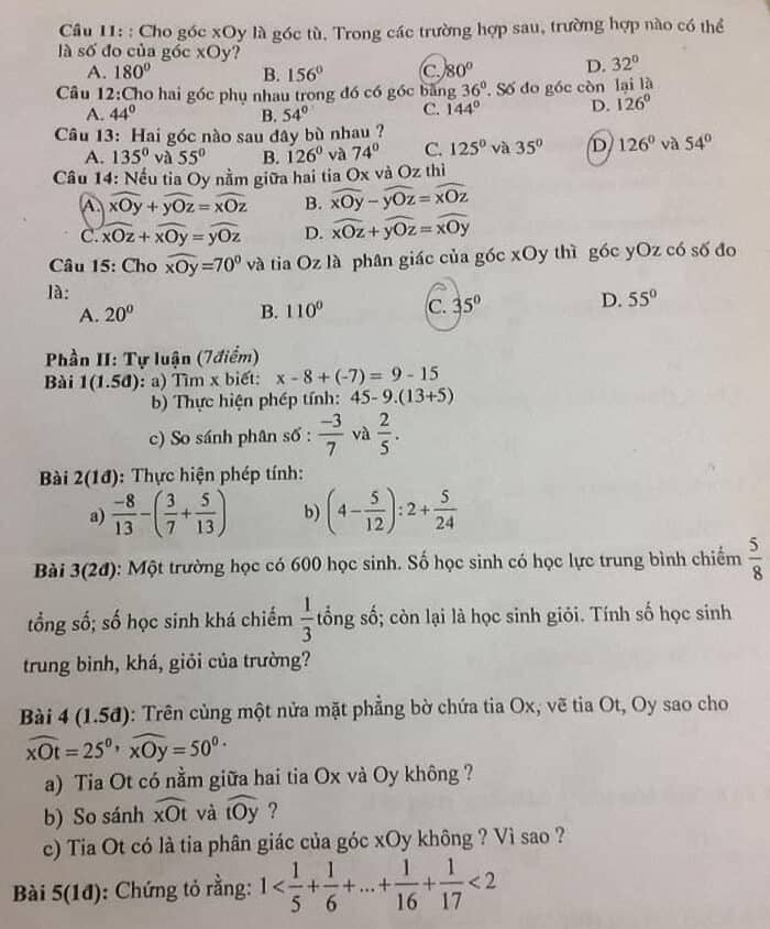 Đề kiểm tra HK2 môn Toán 6 huyện Kiến Thụy 2018-2019-1