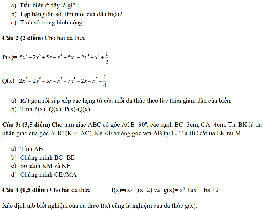 Đề kiểm tra HK2 môn Toán 7 huyện Thạch Thất 2018-2019 có đáp án-1