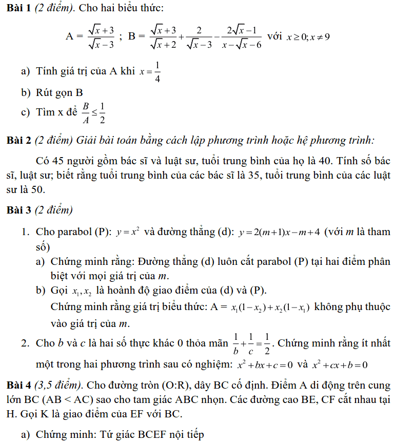 Đề thi thử vào 10 môn Toán huyện Quốc Oai 2019-2020 có đáp án