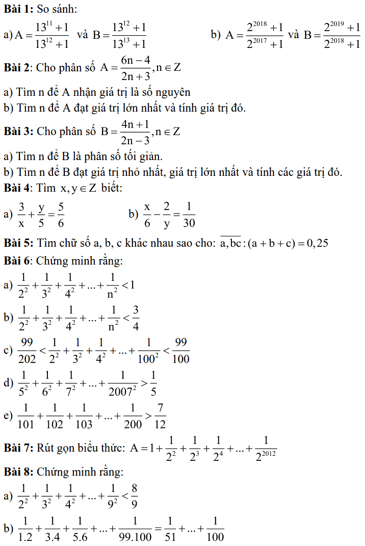 Bài tập ôn hè Toán 6 lên 7 cơ bản và nâng cao-3