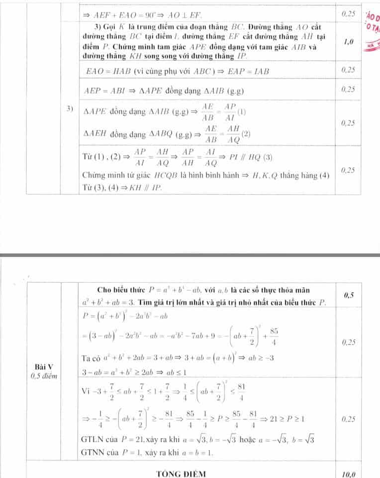 Đáp án đề thi vào 10 môn Toán TP Hà Nội 2019-2020-3