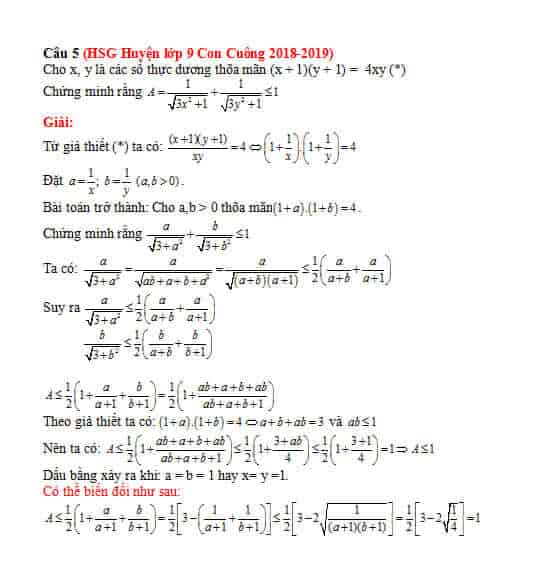 Đề thi HSG môn Toán 9 huyện Con Cuông 2018-2019-1