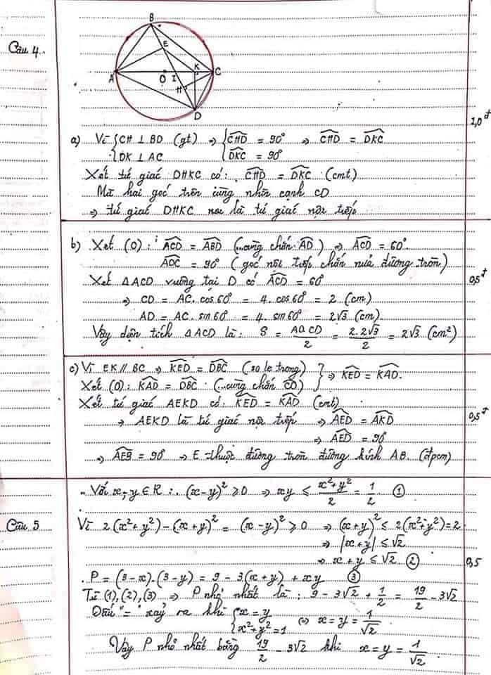 Đề thi môn Toán vào lớp 10 THPT tỉnh Bắc Giang năm 2019-2020-2
