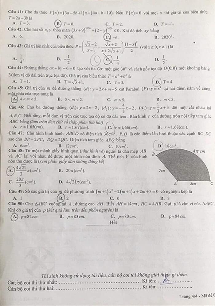 Đề thi môn Toán vào lớp 10 THPT tỉnh Yên Bái năm 2019-2020-3