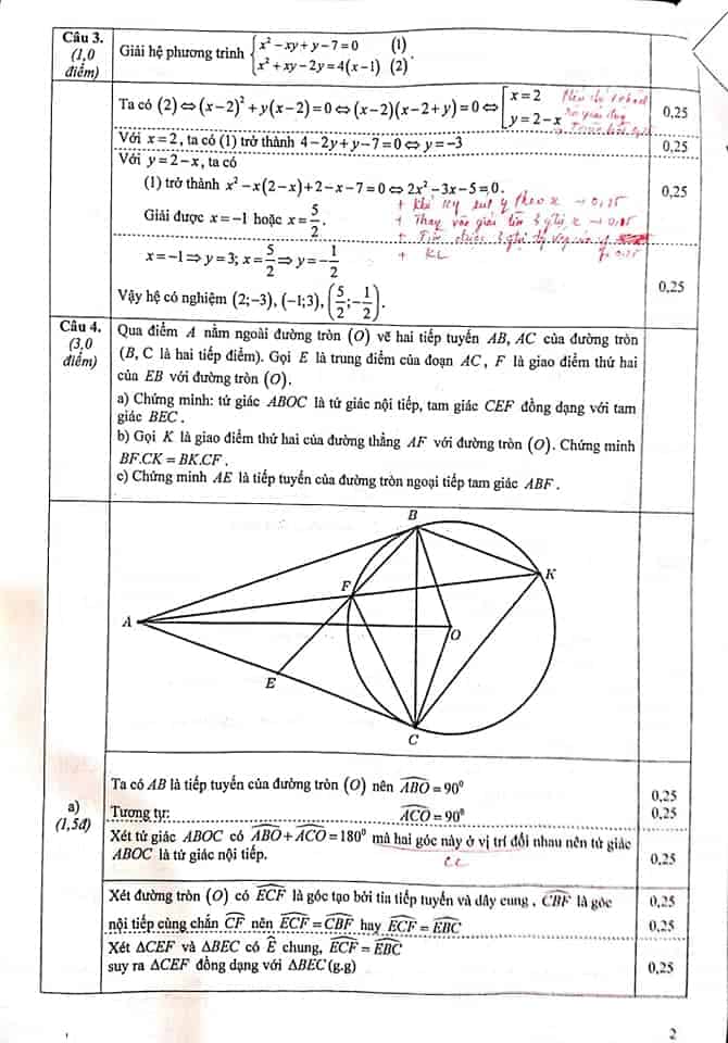 Đề thi vào 10 môn Toán tỉnh Nam Định năm 2019-2020 có đáp án-2