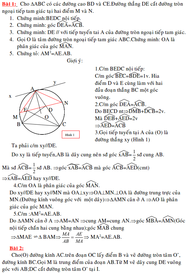 100 bài tập Hình học lớp 9 có lời giải