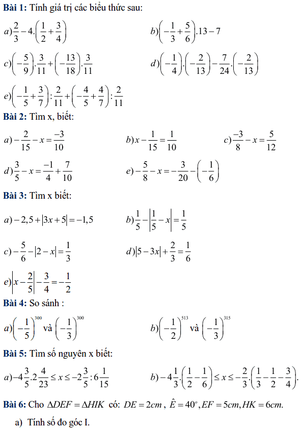 Bài tập tuần 10 – Toán lớp 7 – THCS Dịch Vọng Hậu